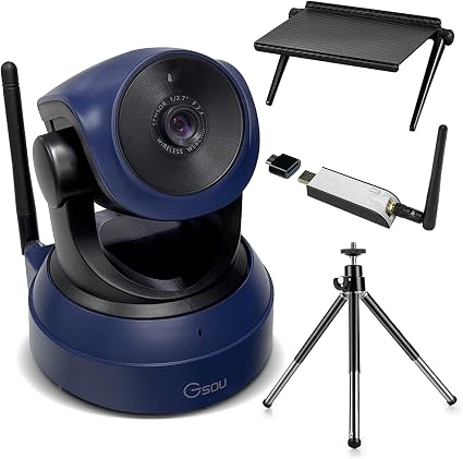 Gsou Wireless Webcam for PC/Wireless Streaming Camera, 1080P HD Webcams/USB Plug and Play Webcam for Zoom Meeting,Skype,OBS(with Mini Tripod Stand), Adjustable Computer Camera for Mac/Laptop/MacBook