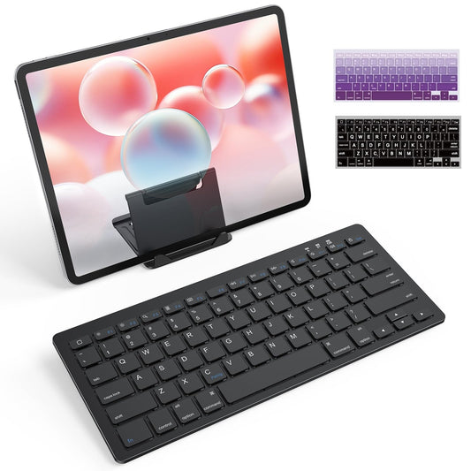 OMOTON Rechargeable Bluetooth Keyboard for iPad/iPhone with Stand Holder