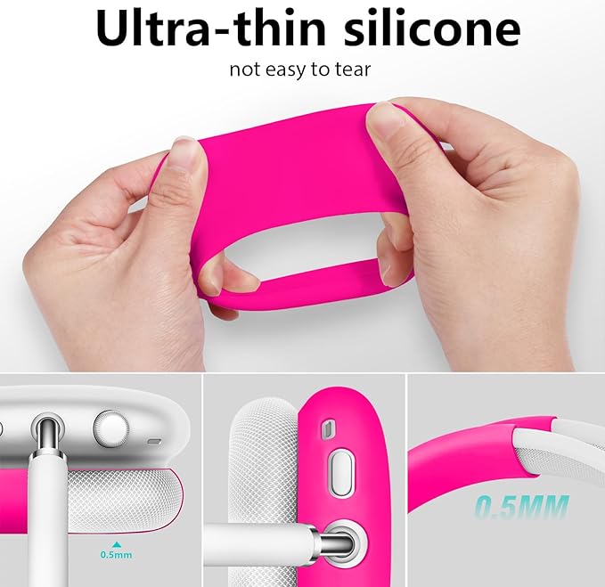 Case for Airpods Max Headphones,Ear Pad Case Cover/Ear Cups Cover/Headband Co ver for AirPods Max(USB-C/Lightning)(2024/2020),Silicone for Apple Airpod Max, Accessories Cases(Rose Pink)