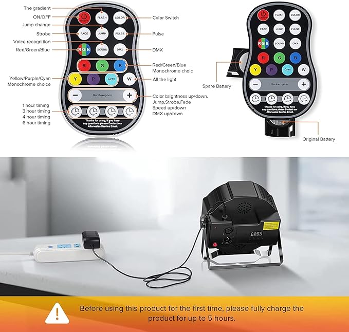 Rechargeable Stage Par Lights U`King RGB 36 LED Uplights Battery Powered with RGB 36W DJ Uplights Sound Activated Remote Control for Wedding DJ Disco Events Halloween Church Live Party