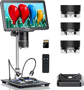 TOMLOV TriL110 3-Lens Digital Microscope 2500X，Full View Coin Magnifier 10"