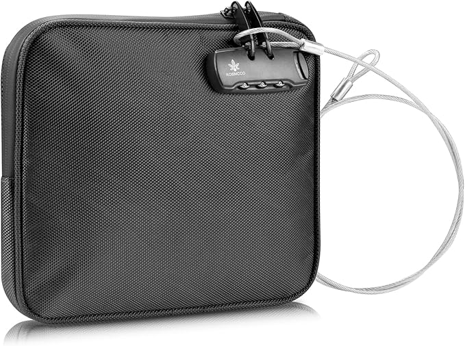 Beach Locking Bag, 9x7.5 Inch Portable Safe for Phone, Wallet, Keys | Anti-Theft Locking Travel Pouch for Pool, Vacation (Black)