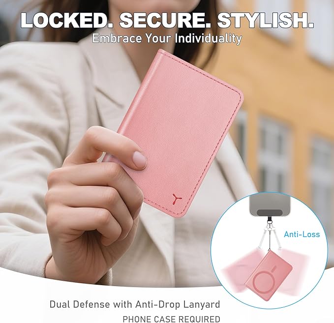 TUCCH for Magsafe Wallet, 6 Card Holders with [ID Window] [RFID Blocking] for iPhone 17/16/15/14/13/12/Pro/Pro Max/Air/Plus Series, PU Leather Magnetic Card Wallet for Men Women, Rose Gold