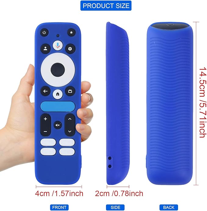 Blue Silicone Protective Case with Strap for 2025 Onn Google TV Box 4K pro Remote, Shockproof Anti-Dirty Cover for Onn Google TV Controller
