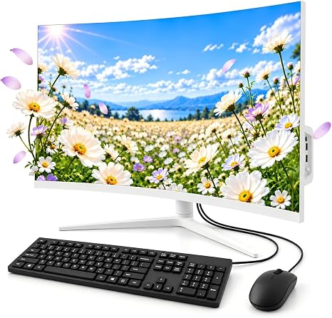 32" 3000R Curved All-in-One Desktop Computer, i5-7400 Up to 3.5GHz, 16GB RAM, 512GB M.2 SSD, Integrated Graphics, FHD 1080p, WiFi 6, BT5.3, Win 11 Home