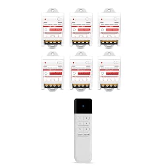 Remote Light Switch Kit, 20 Amp, 1 Switch, 6 Receivers