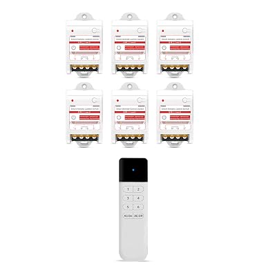 Remote Light Switch Kit, 20 Amp, 1 Switch, 6 Receivers