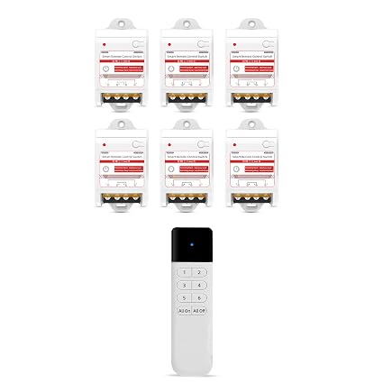 Remote Light Switch Kit, 20 Amp, 1 Switch, 6 Receivers