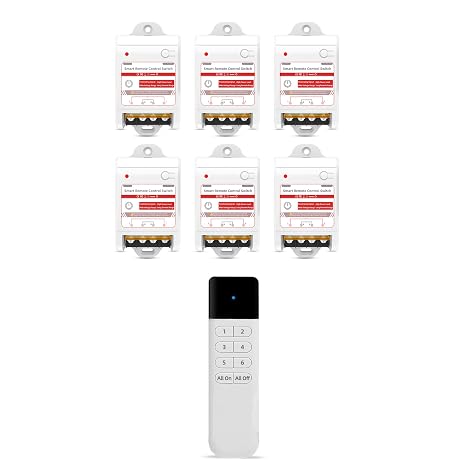 Remote Light Switch Kit, 20 Amp, 1 Switch, 6 Receivers