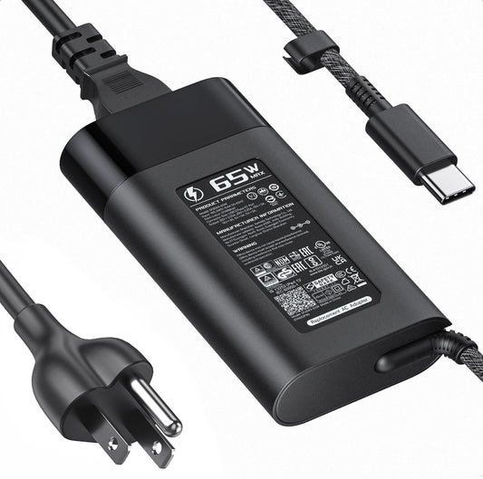 HP Laptop Charger USB C 65W/45W Type C Power Adapter for HP EliteBook Elite Spectre X360 X2 830 1030 1040 Envy 11 13 14 15 ProBook 430 G6 G7 G8 Chromebook Pavilion,10FT,With UK Power Cable - Image 1