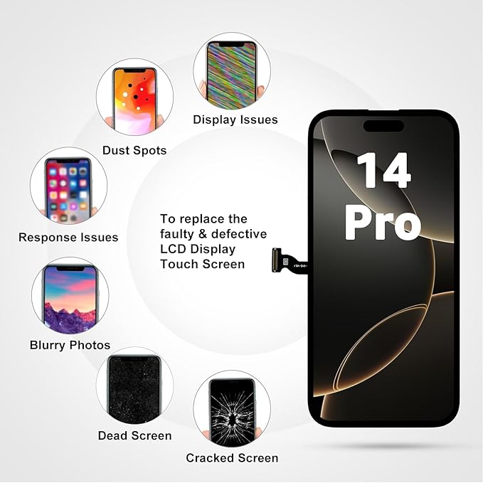 LL TRADER Screen Replacement for iPhone 14 pro 6.1" LCD Retina FHD Display COF Touch Screen Digitizer with Repair Tool Kits, Waterproof Tape, Screen Protector (Truetone programable) 2026 new for USA1