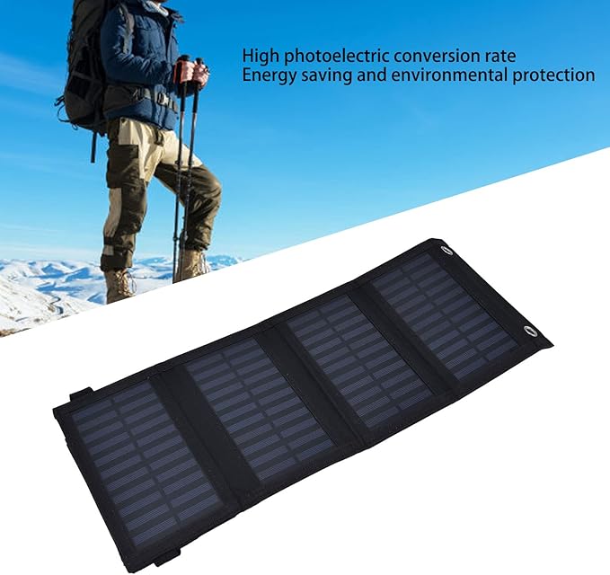 Plplaaoo 20W Folding Solar Panel – Portable Solar Charger for Camping and Hiking with USB Output, Lightweight Solar Panel for Phone & USB Devices, 2A Fast Charge, for Outdoor Travel & Emergency Use