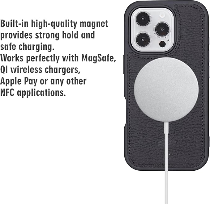 BLACKBROOK Case for iPhone 16 Pro Wallet Case for Men and Women, Carter Full Grain Leather 2-in-1 Set for MagSafe Charging, Cash, ID and 4 Card Slots with RFID, Compatible with iPhone 16 Pro