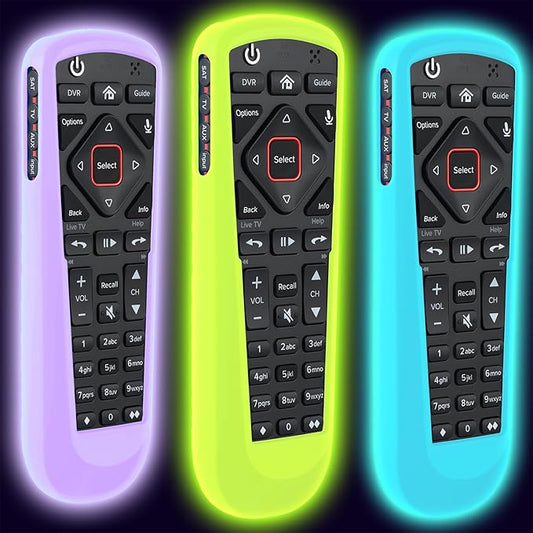 3 Pack Cover for Dish Network Remote, Case for Dish TV Remote Control 52.0/54.0 Replacement, Silicone Skin Sleeve Glow in The Dark Green Blue Purple