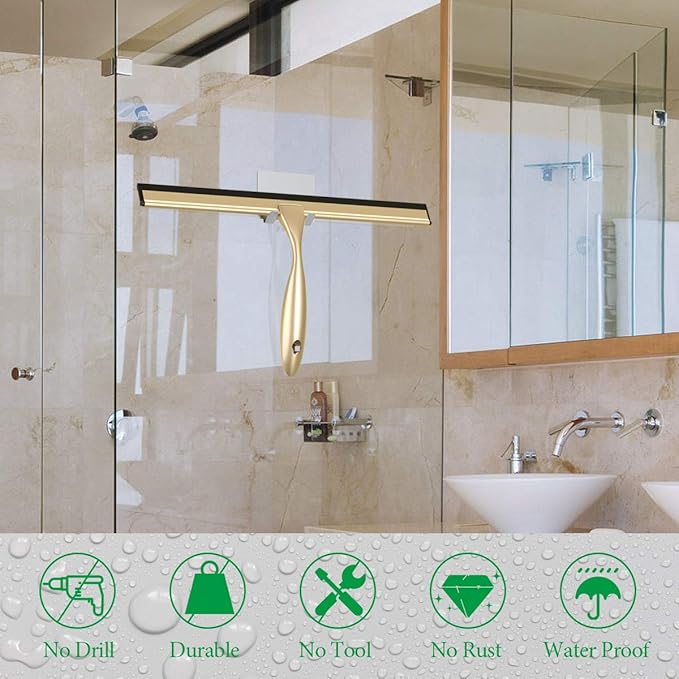 Stainless Steel Squeegee for Shower Doors, All-Purpose Shower Squeegee for Bathroom, Window and Car Glass, 14 Inches