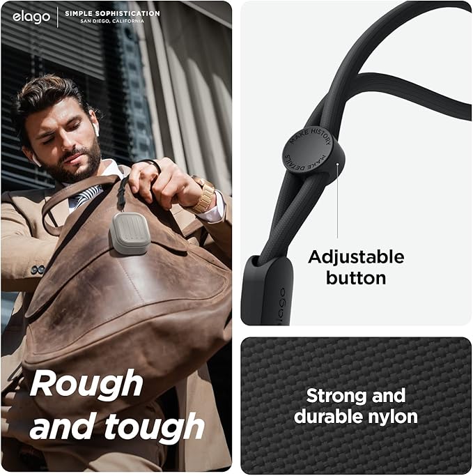elago Armor Case Compatible with AirPods Pro 2 Case - Lanyard Included, Supports Wireless Charging, Shock Resistant, Full Protection (Stone)