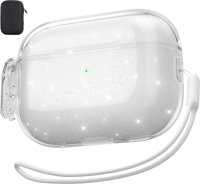 Valkit Compatible Airpods Pro 2 Case Clear with Lock, Shockproof AirPods Pro 2nd/1st Generation Case Soft Transparent Protective Cover with Lanyard iPods Pro 2 Skin for Airpods Pro 2nd/1st Gen