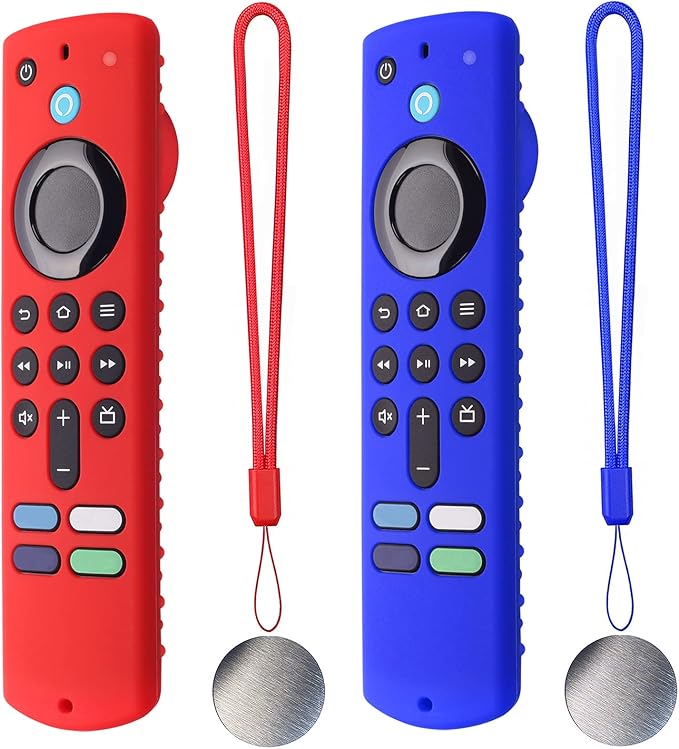 Silicone Remote Cover for Fire TV Stick 3rd Gen 2021 /Fire TV Stick 4k Max Silicone Case Anti-Slip Silicone Protective Case Silicone Sleeve with Magnetic tech(Red+Blue)