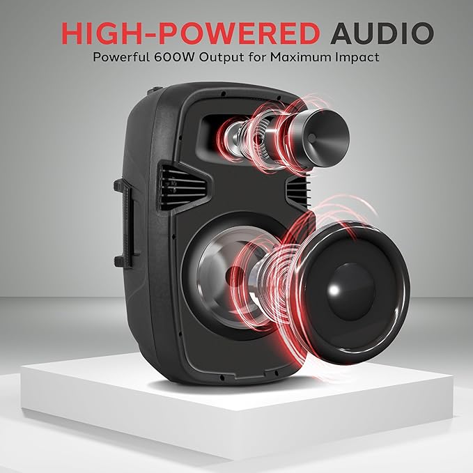 Pyle Powered Active PA System Loudspeaker Bluetooth w/ Microphone 8-Inch Bass Subwoofer Stage Speaker Monitor Built-in USB for MP3 Amplifier DJ Party Portable Sound Equipment Stereo Amp Sub PPHP837UB