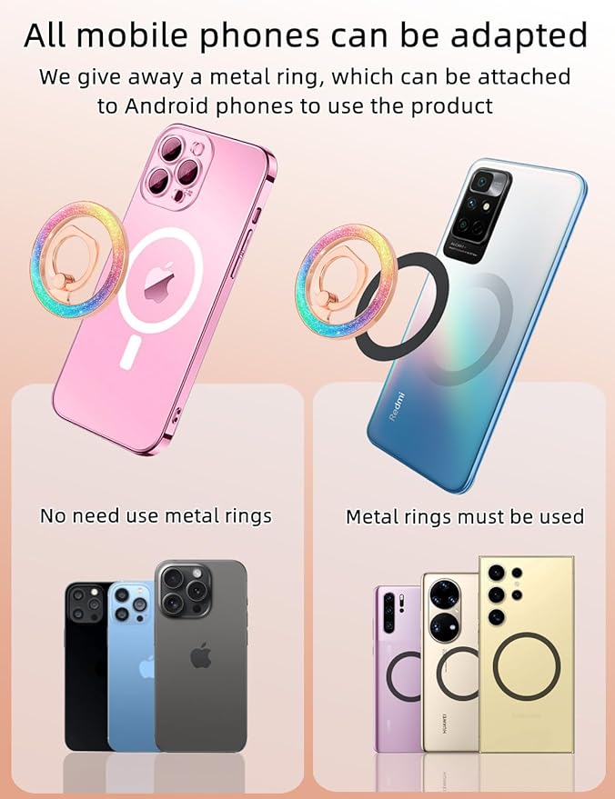 Mindsky Magnetic Phone Ring Holder,Fashoin Color Magnetic Phone Grip for iPhone 17/16 /15/14/13/ 12series/Android (One Ring)