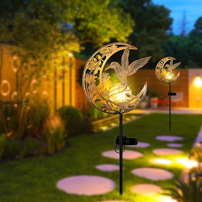 JOBOSI Solar Moon Hummingbird Decorative Light Gift Portable Decorative Ground Stake Light Mother's Day Gift, Gifts for Women Mom Grandmothers, Garden Lawn Decor Christmas & New Year Gift