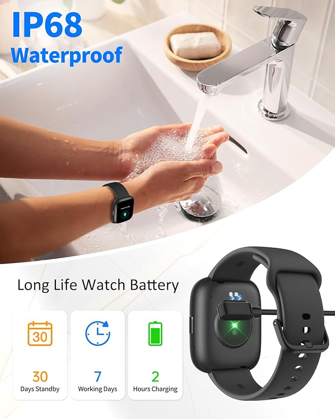 Smart Watch Men Women with Voice Assistant, 1.83" HD Fitness Tracker, Bluetooth 5.3 Call, Heart Rate SpO2 Sleep Monitor, IP68 Waterproof, 100+ Sports Modes, Pedometer for iOS Android
