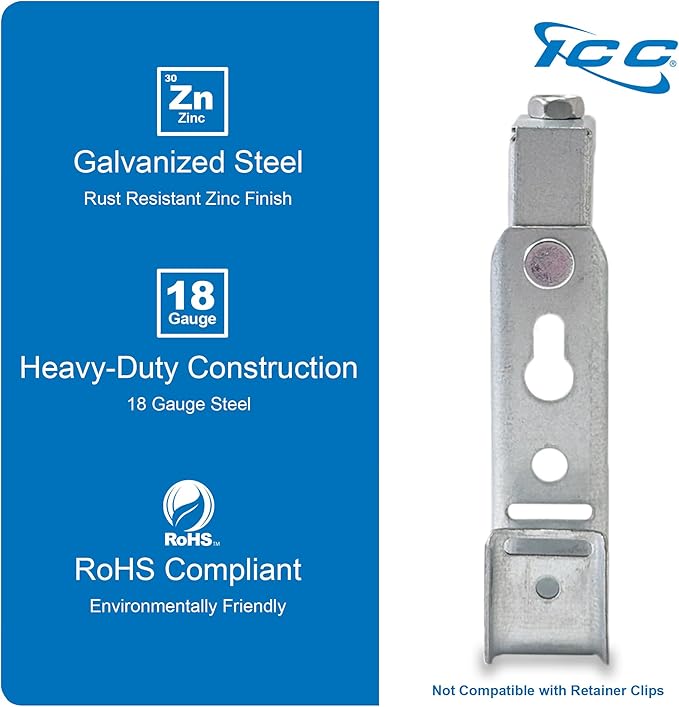 ICC Beam Clamp J Hook 3/4” Without Retainer Clip - Galvanized Steel Cable Management Hooks for Hanging Cable to Beams - Rust-Resistant, EIA and TIA Compliant - 3/4 Inch 25 Pack