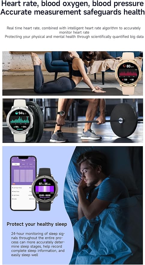 AOLON Smart Watch for Men Women (Answer/Make Calls), 1.46" IPS HD Screen, Fitness Tracker, 100+ Sport Modes, Blood Oxygen/Sleep/Heart Rate Monitor, IP67 Waterproof, Smartwatch for Android iOS, Black