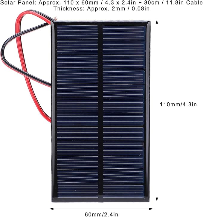 1W 6V Mini Solar Panel, 3PCS Polysilicon Cell Charger Module with 30cm Cable for Solar Lawn Lights Solar DIY System Kit