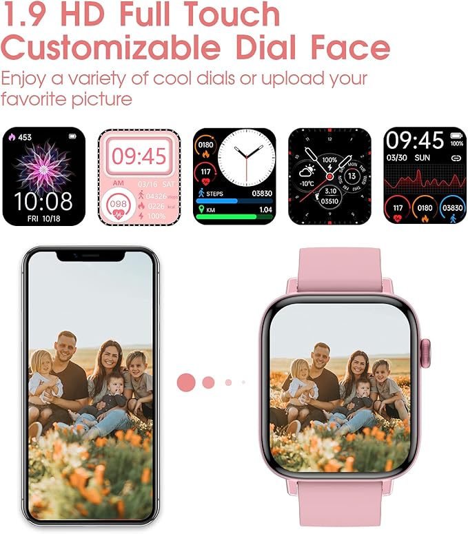 Smart Watch for Women (Answer/Make Calls) Compatible with iPhone/Android Phones - 1.9" HD Screen Fitness Tracker : Heart Rate/Sleep Monitor/Pedometer/Calories, Multiple Sports Tracker Watch Waterproof