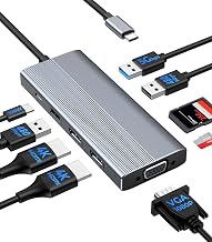GIISSMO USB C Docking Station 3 Monitors HDMI Adapter for Dell HP Lenovo, 9 in 1 Laptop Docking Station 3 Monitors USB C Hub with 2 HDMI 4K Ports + VGA + 100W PD Charging + 3 USB + SD/TF Card Reader - Image 1