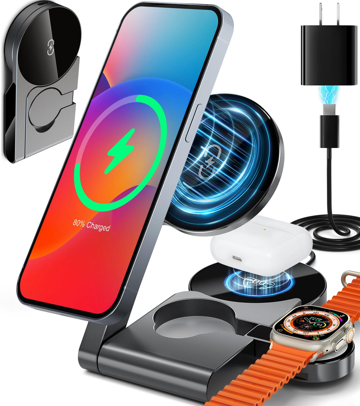 𝟐𝟎𝟐𝟔 3 in 1 Wireless Charging Station Mag-Safe F | Wireless Charge - Image 1