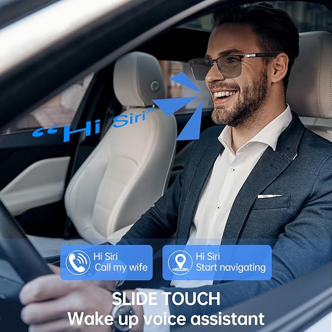 AIRMARS Smart Glasses for Men & Women, Bluetooth Glasses with Photochromic/Blue Light Filter&Polarized Lenses, Smart Sunglasses for Women with Speaker, Interchangeable Frames (Black)