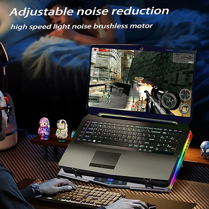 Cooling Pad for Dell Alienware m16 m17 m15 x17 x16 x15 x14 Area-51m 17 16 15 14 inch Gaming Laptop,It is a Heat Dissipation Monster with Powerful Turbo Fan Can Fast Cooling,RGB Light Mode