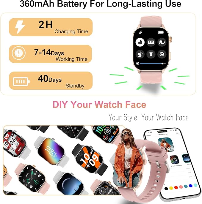 Smart Watch for Men(Answer/Make Calls),Built-in GPS,Fitness Tracker,2.1" Touch Screen, Heart Rate/Sleep Monitor, Pedometer,110+ Sport Modes Smartwatch for Android&iPhone (Golden)