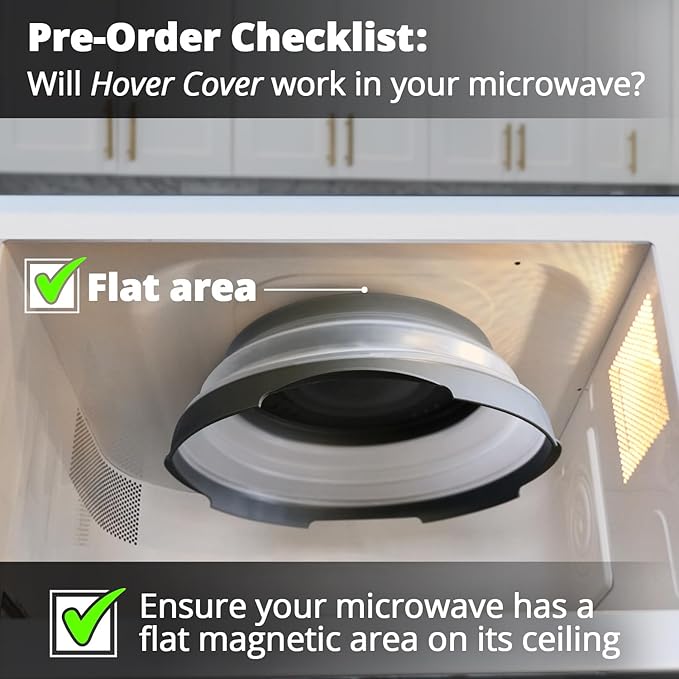 HOVER COVER High Power Magnetic Microwave Splatter Cover with Strongest Magnetic Grip, Collapsible 12-Inch BPA-Free Food Lid, Vented Plate Guard, Dishwasher Safe Space-Saving Storage - Gray 2 - Pack