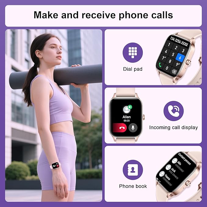 Smart Watches for Women,1.85" Fitness Tracker Watch Answer/Make Call,IP68 Waterproof Fitness Watch with Sleep/Step/Heart Rate/SpO2 Monitor, 120+ Sport Modes Smartwatch for Android iOS