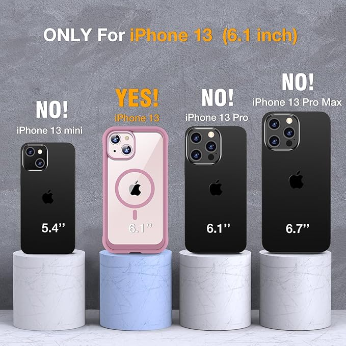Miracase Compatible with iPhone 13 case 6.1 inch, 2021 Upgrade Full-Body Glass Clear Case Bumper Case with Built-in 9H Tempered Glass Screen Protector for iPhone 13,Pink