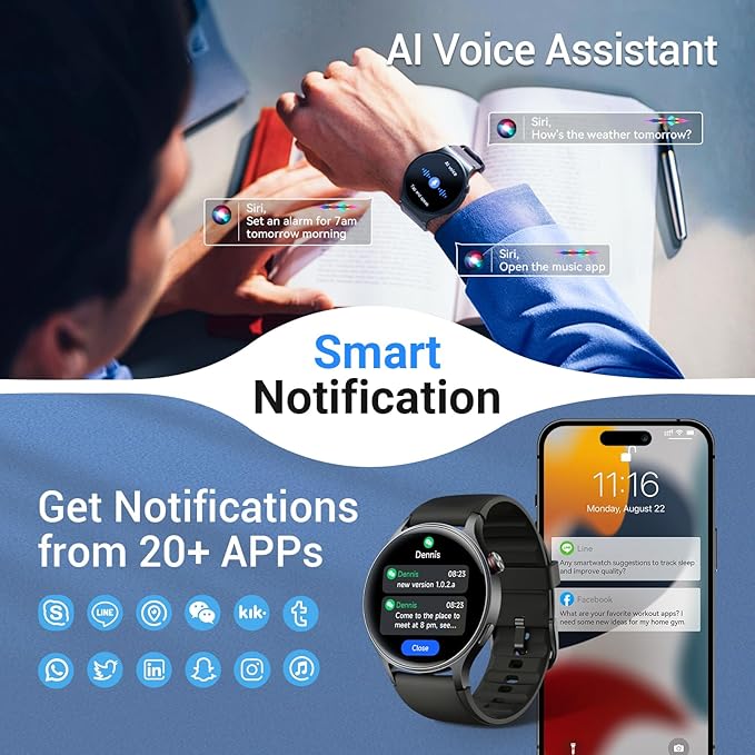 Fitpolo Smart Watch for Men Women,1.3" AMOLED Touchscreen Fitness Tracker, Make/Answer Calls, Heart Rate SpO2 Monitor, 3ATM Waterproof, Sleep & Activity Tracking Smartwatch for Android Phones iPhone