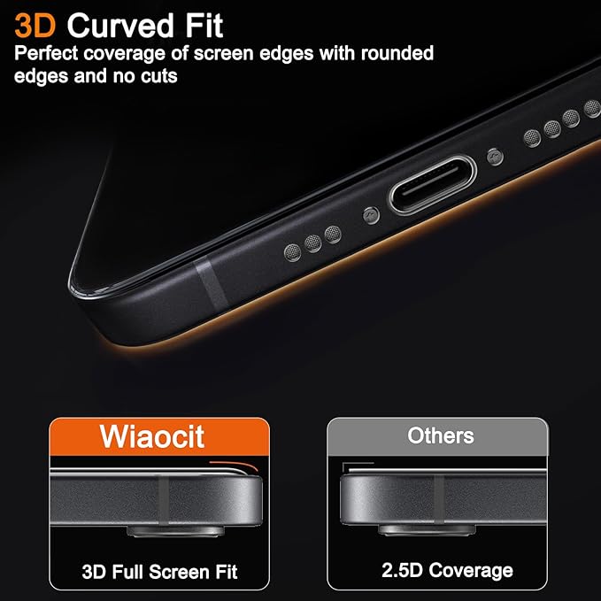 Wiaocit 3 Pack Tempered Glass Screen Protector for iPhone 16e/iPhone 17e with 3 Pack Camera Lens Protector, 9H Hardness, Bubble Free, Case Friendly