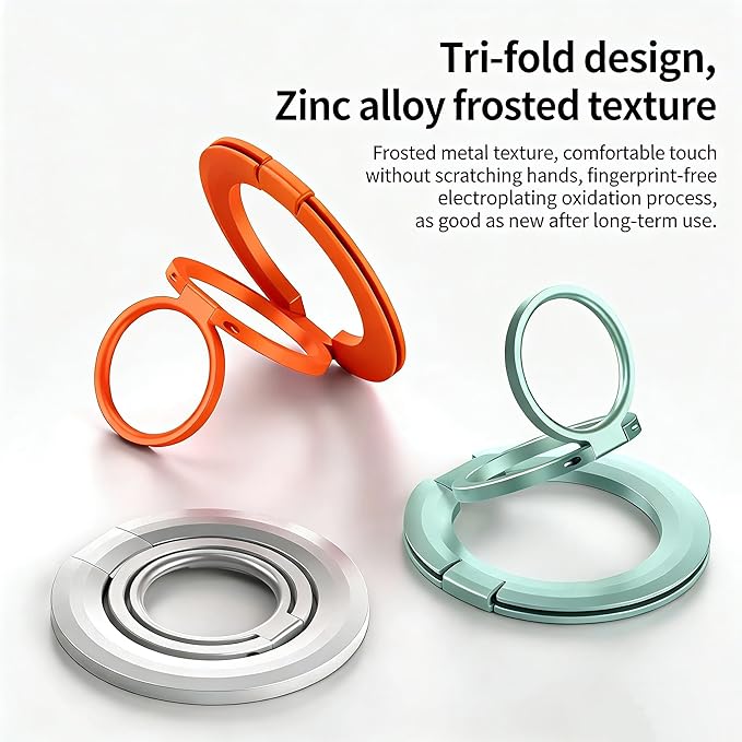 Generic Magnetic Phone Holder, Compatible with MagSafe Compatible Phone Stand, 360° Rotation Finger Ring Kickstand with Two-Sided Magnet for iPhone 17 Pro Max 16 15 14 13 12 MagSafe Accessories