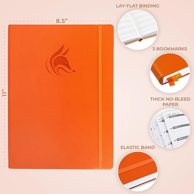 Clever Fox Planner PRO Dated (Jan 2026–Jan 2027) Weekly & Monthly Life Planner to Increase Productivity, Time Management and Hit Your Goals – Organizer, Gratitude Journal – A4 Size (Orange)