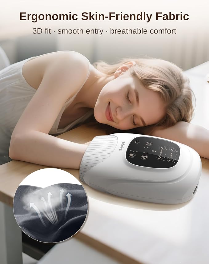 arboleaf Hand Massager with Heat and Compression, Gifts for Women Men Mom Dad, 6 Modes and 3 Heating Options, Cordless & Powerful Hand Massager for Finger, Wrist, Palmand Lower Forearm