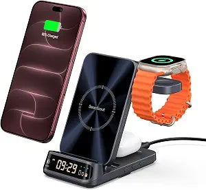 3-in-1 Charging Station for iPhone 18 Pro/18 Pro Max, 17/16/15/14/13/12 Series (Not for iPhone Duo), for Apple Watch & AirPods, SwanScout 708A (NO Adapter) - Image 1