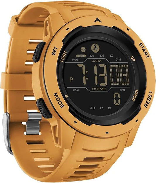 findtime Men's Digital Watch Waterproof Pedometer Watches Sport Watch Step Counter Calorie Military Watch with Stopwatch Alarm LED Backlight Countdown