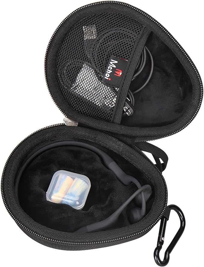 Mchoi Hard Case Suitable for Aftershokz Aeropex/Aftershokz Titanium Mini/Aftershokz Air/Aftershokz Openmove/Openrun Pro, Open-Ear Wireless Bone Conduction Headphones, Black, Case Only
