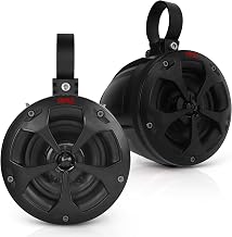 Pyle 4" Off-Road Bluetooth Waterproof Speakers -800W Peak Power Amplified Speaker System for ATV / UTV, Golf Cart, Boat, Aux Input Jack, For use w/all 12V Vehicles - PLUTV43BTA, Black