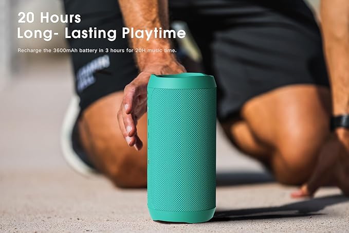 EDUPLINK Bluetooth Speaker IPX7 Waterproof Wireless Speaker with 20H Playtime TWS Stereo Pairing Portable Outdoor Speakers for Beach Camping Travel Gifts for Men Women Girls Boys Teens Dark Teal