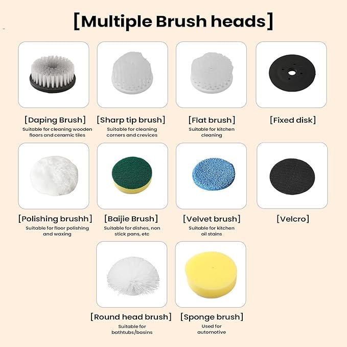 Electric Cleaning Brush, with Powerful Stain Removal, 124x14x9cm, Cordless Scrub Brush, Rechargeable Scrubber, Adjustable Handle, for Bathroom, Kitchen, Car, Shower, Floor, Tile, Tub, Wall, Toilet