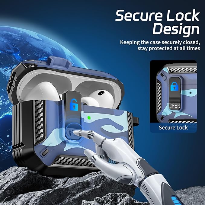 for AirPods Pro 3 Case (2025 New), Secure Lock Cases Cover with Cleaning Kit & Keychain Compatible with Airpods Pro 3rd Generation Case for Men Women, Powerful Drop Protection